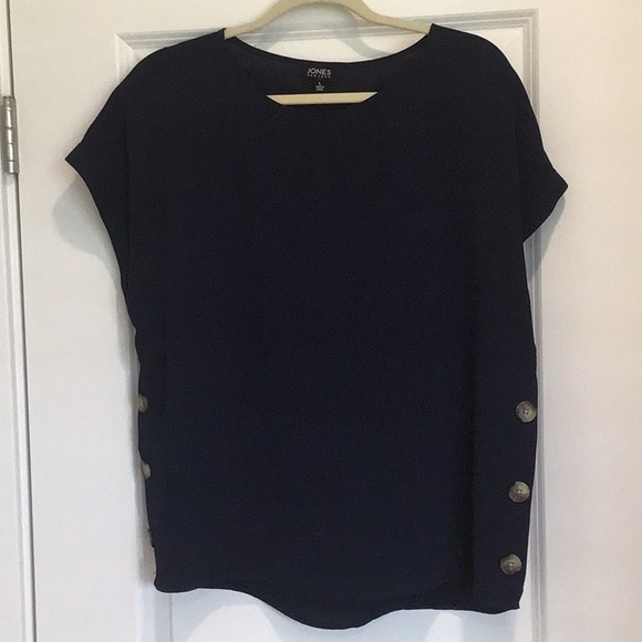 Jones New York Navy Blue Boxy Blouse Size L - Picture 3 of 7